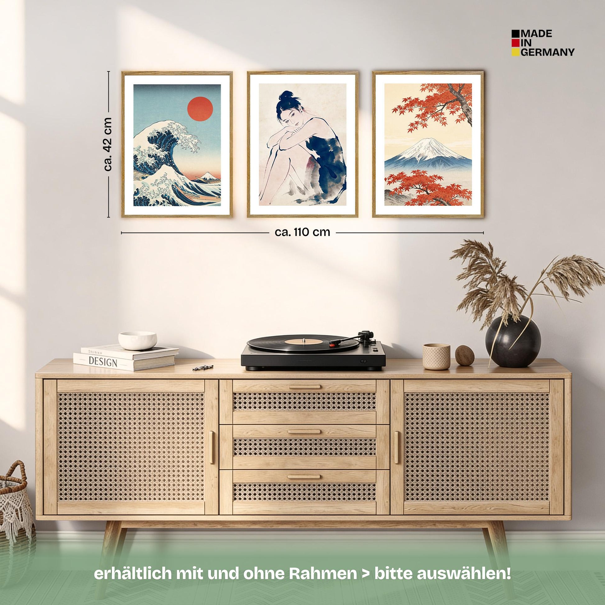 Poster Set Art Gallery Japan Trio Bilderwand Wandbilder Kanagawa ARTFAVES