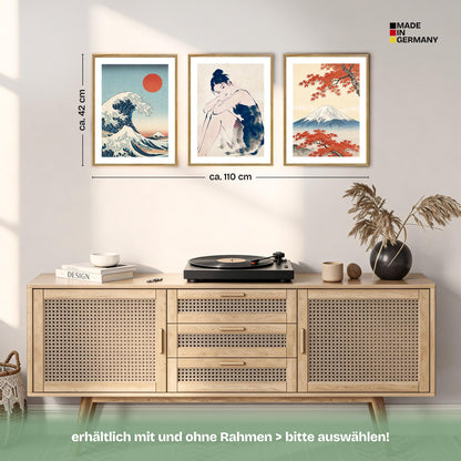 Poster Set Art Gallery Japan Trio Bilderwand Wandbilder Kanagawa ARTFAVES