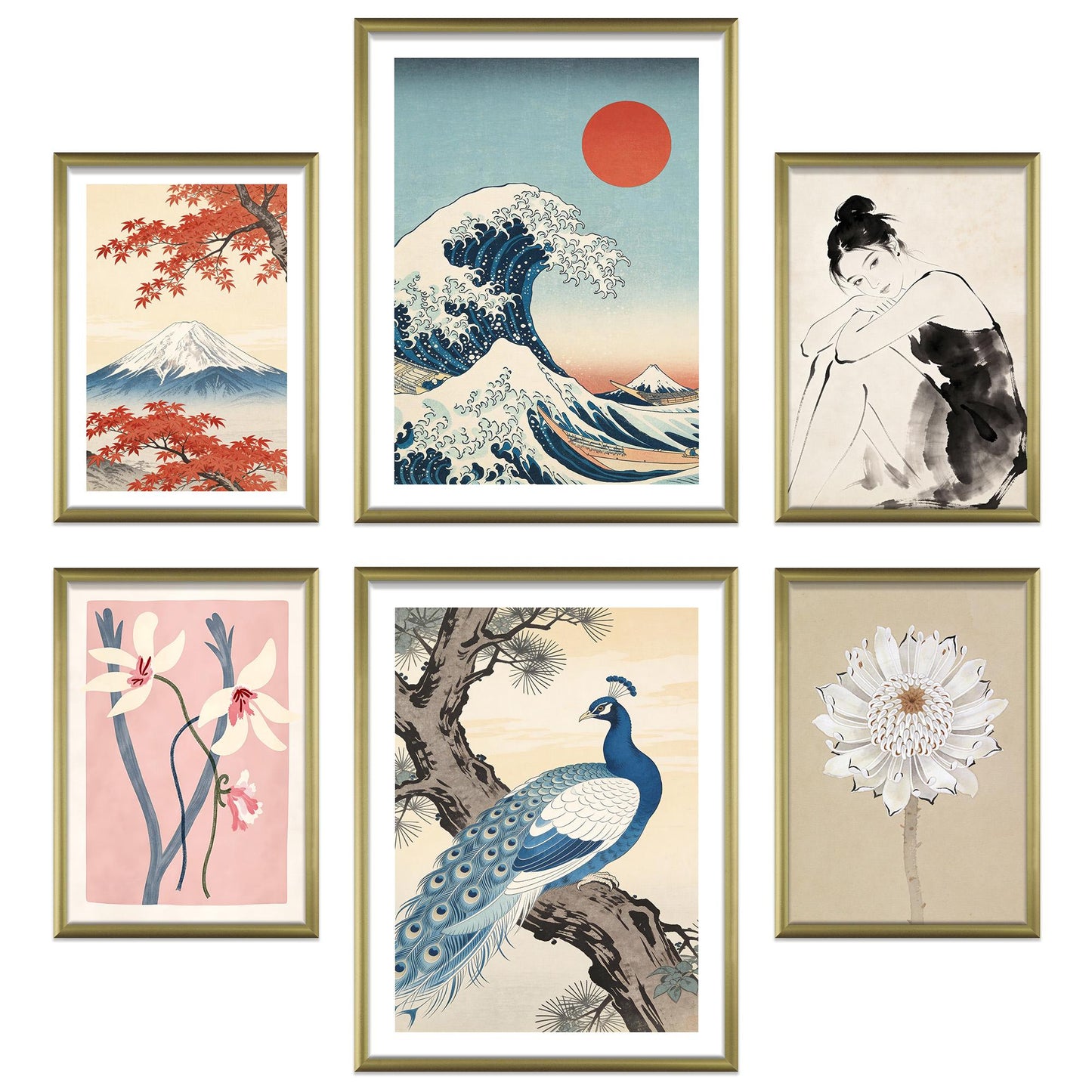 Poster Set Art Gallery Japan I mehrteilige Bilderwand I Wandbilder Hokusai