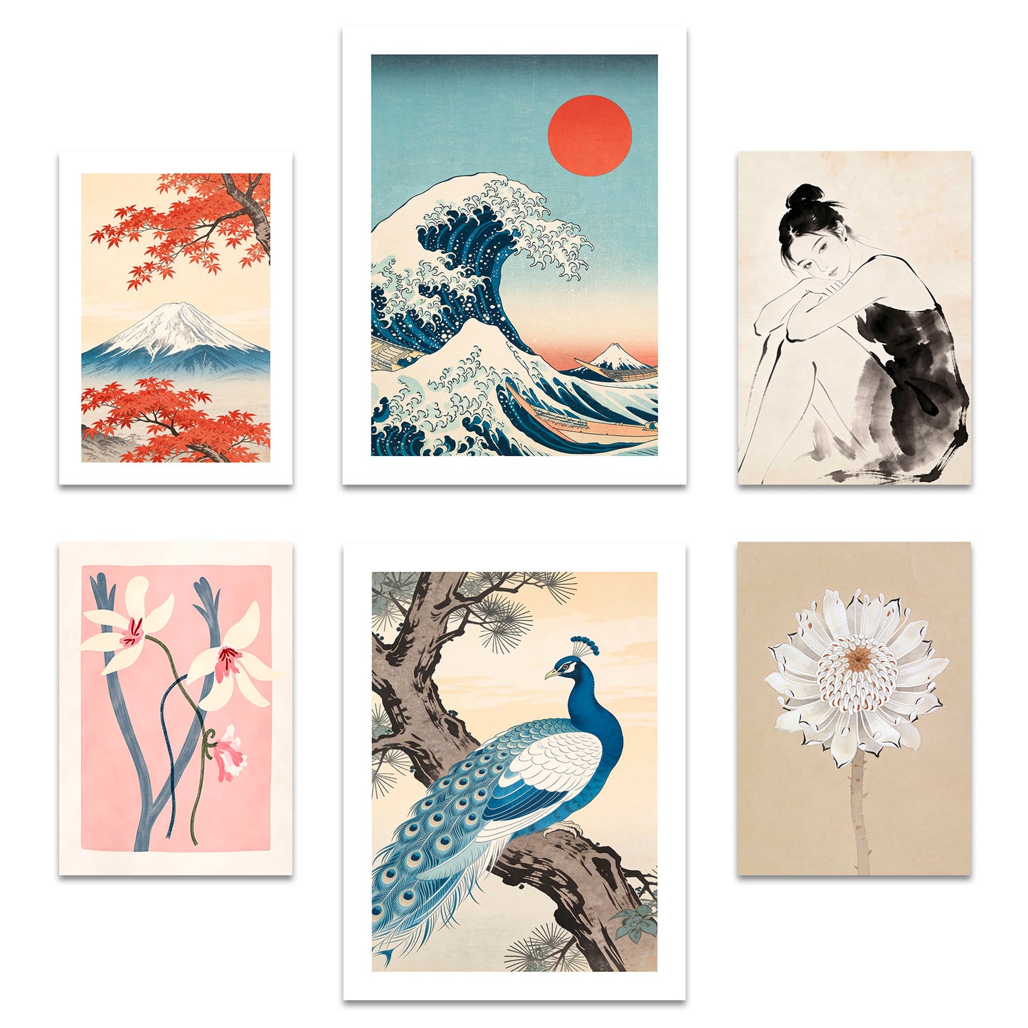 Poster Set Art Gallery Japan I mehrteilige Bilderwand I Wandbilder Hokusai