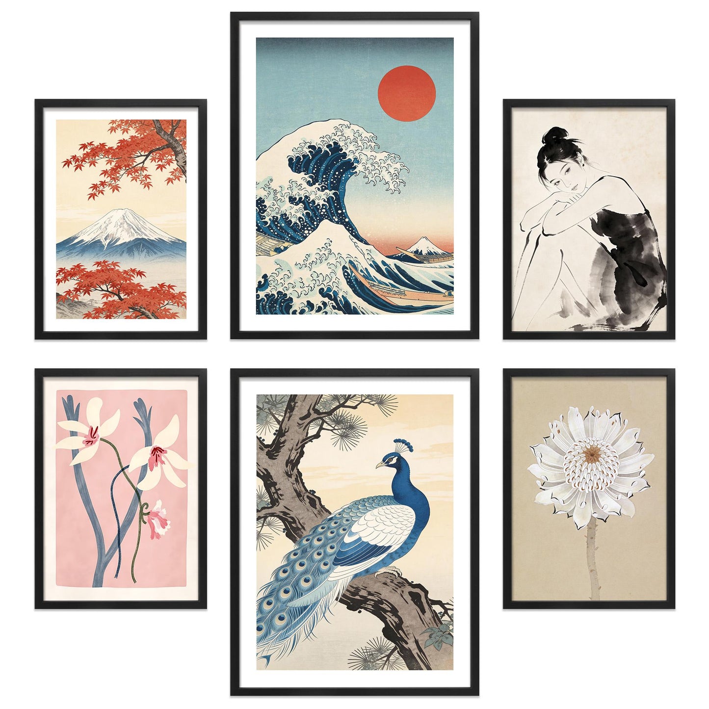 Poster Set Art Gallery Japan I mehrteilige Bilderwand I Wandbilder Hokusai