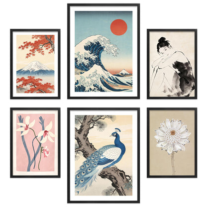 Poster Set Art Gallery Japan I mehrteilige Bilderwand I Wandbilder Hokusai