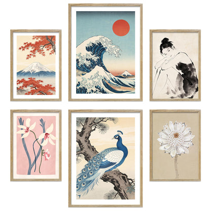 Poster Set Art Gallery Japan Bilderwand Wandbilder Hokusai ARTFAVES