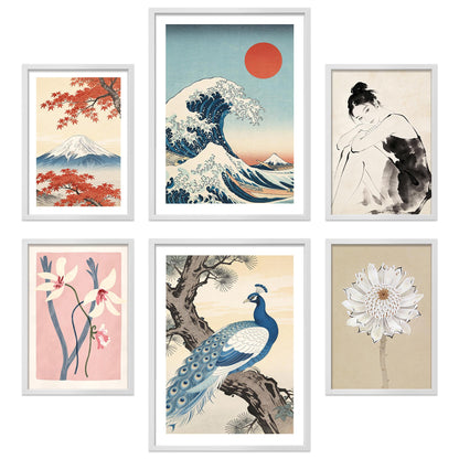 Poster Set Art Gallery Japan I mehrteilige Bilderwand I Wandbilder Hokusai