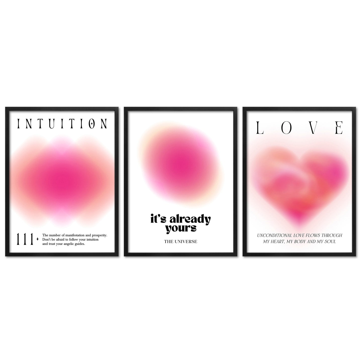 Poster Set Aura Trio Magenta Bilderwand Wandbilder Spirituell ARTFAVES