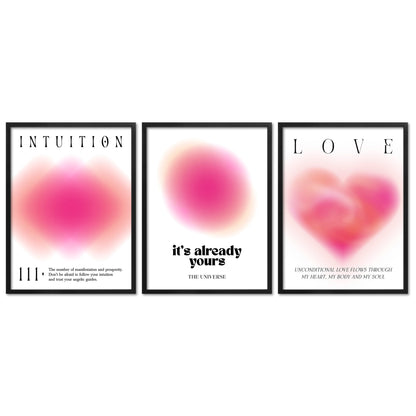 Poster Set Aura Trio Magenta Bilderwand Wandbilder Spirituell ARTFAVES