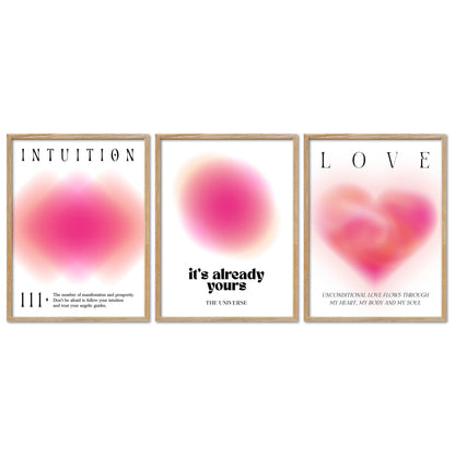 Poster Set Aura Trio Magenta I mehrteilige Bilderwand I Wandbilder Spirituell