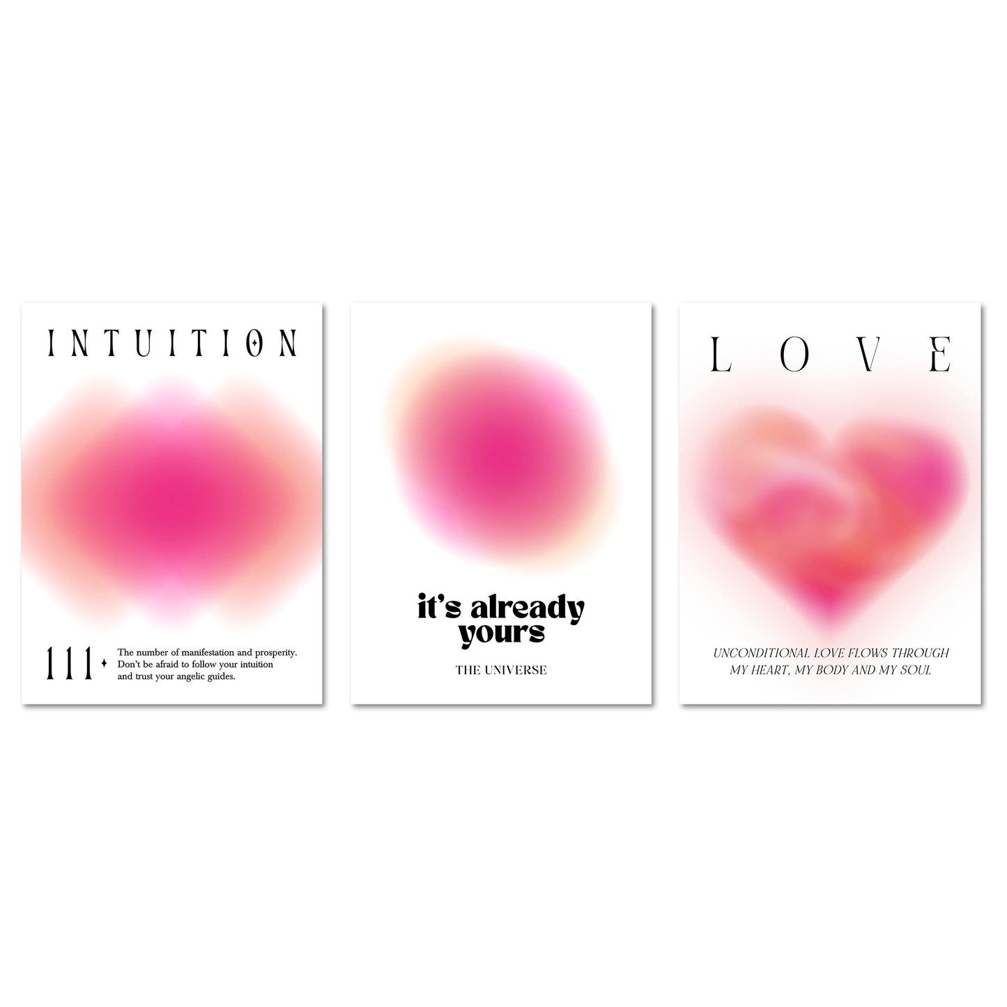 Poster Set Aura Trio Magenta I mehrteilige Bilderwand I Wandbilder Spirituell