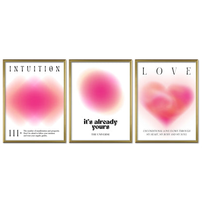 Poster Set Aura Trio Magenta I mehrteilige Bilderwand I Wandbilder Spirituell