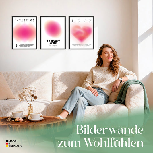 Poster Set Aura Trio Magenta Bilderwand Wandbilder Spirituell ARTFAVES