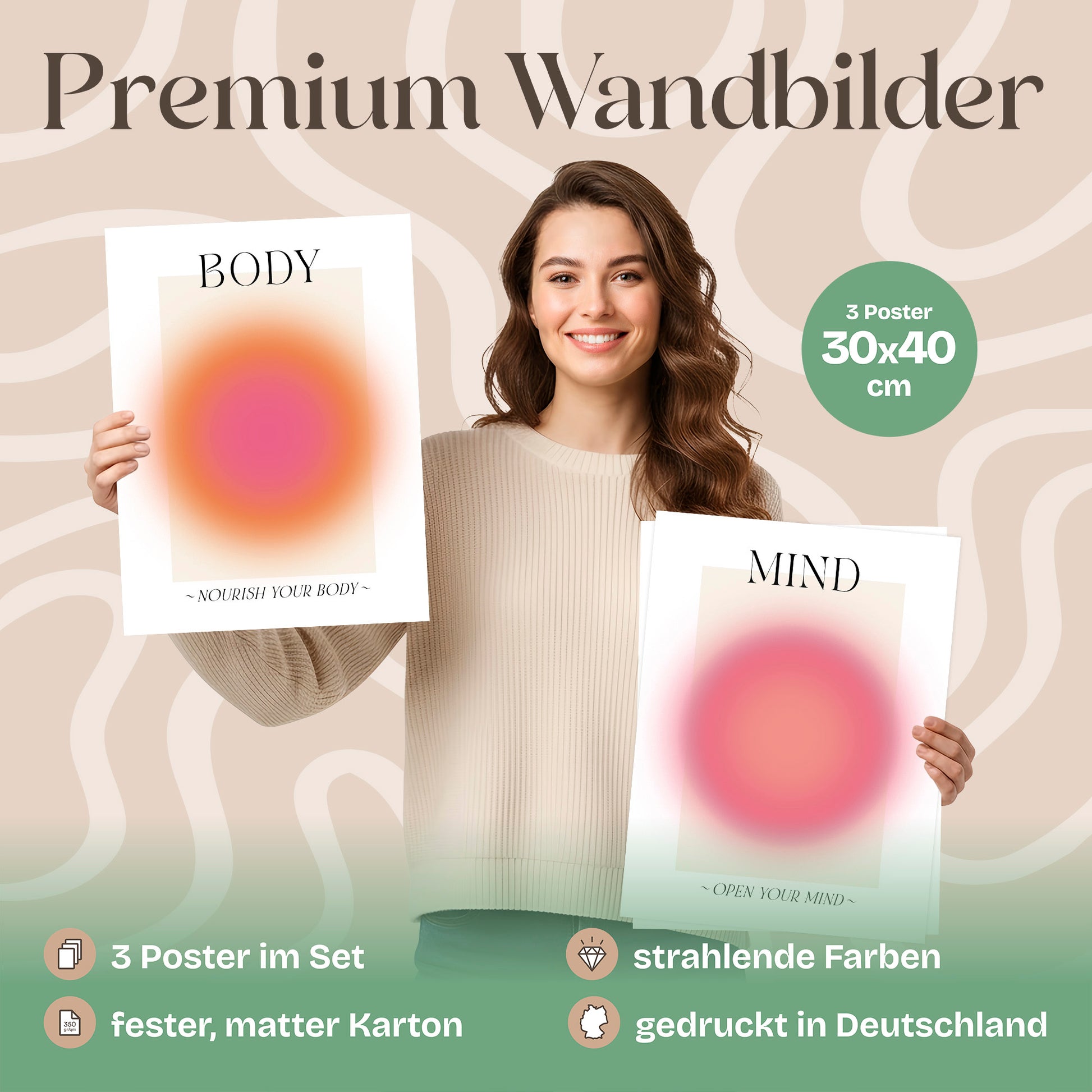 Poster Set Aura Trio Bilderwand Wandbilder Spirituell ARTFAVES