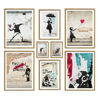 Poster Set - BANKSY STREET ART I Decorative Wall Art Urban Graffiti