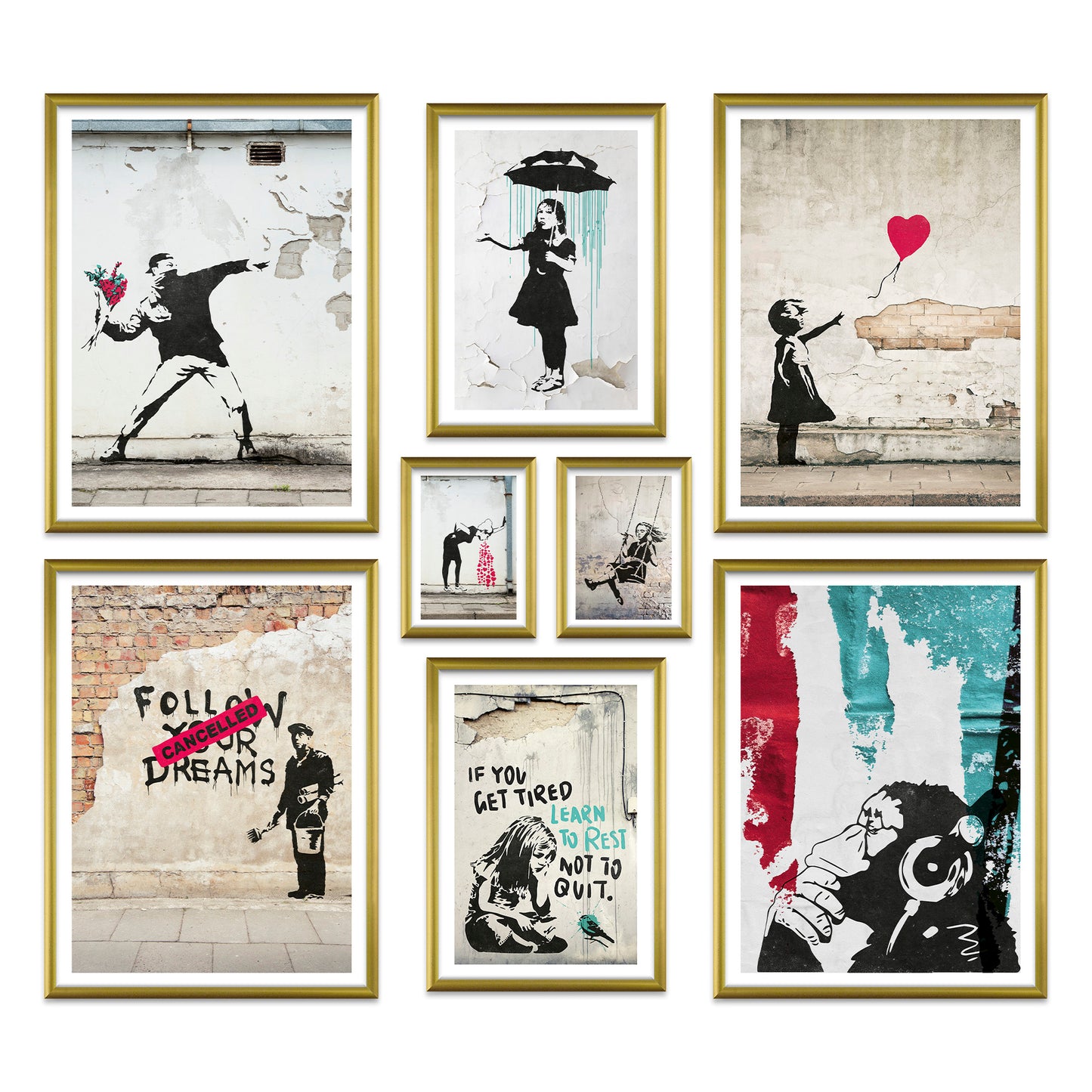 Poster Set - BANKSY STREET ART I Decorative Wall Art Urban Graffiti
