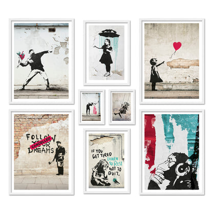 Poster Set - BANKSY STREET ART I Decorative Wall Art Urban Graffiti