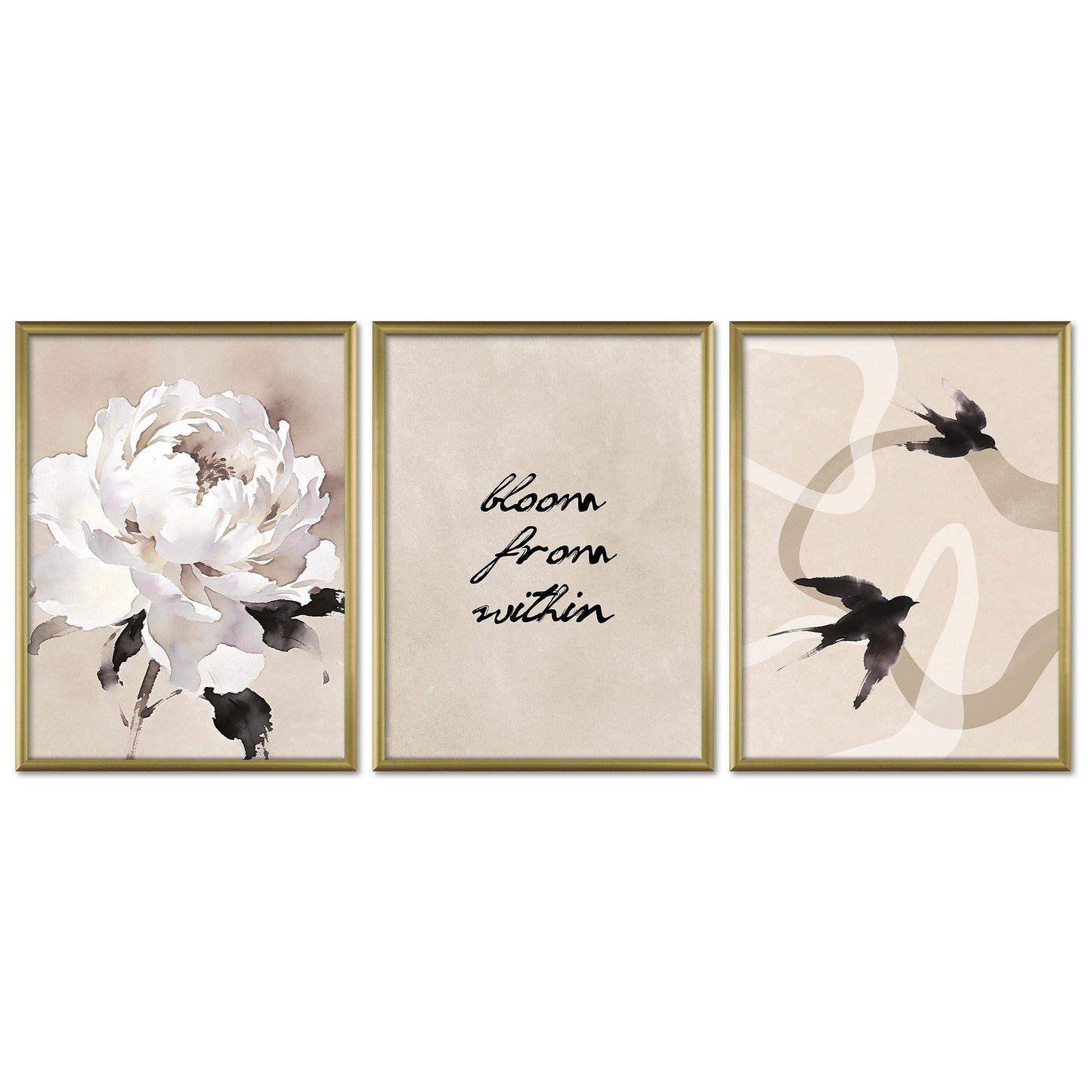 Poster Set Beige Black Elegance Trio I mehrteilige Bilderwand I Wandbilder Abstrakte-Kunst