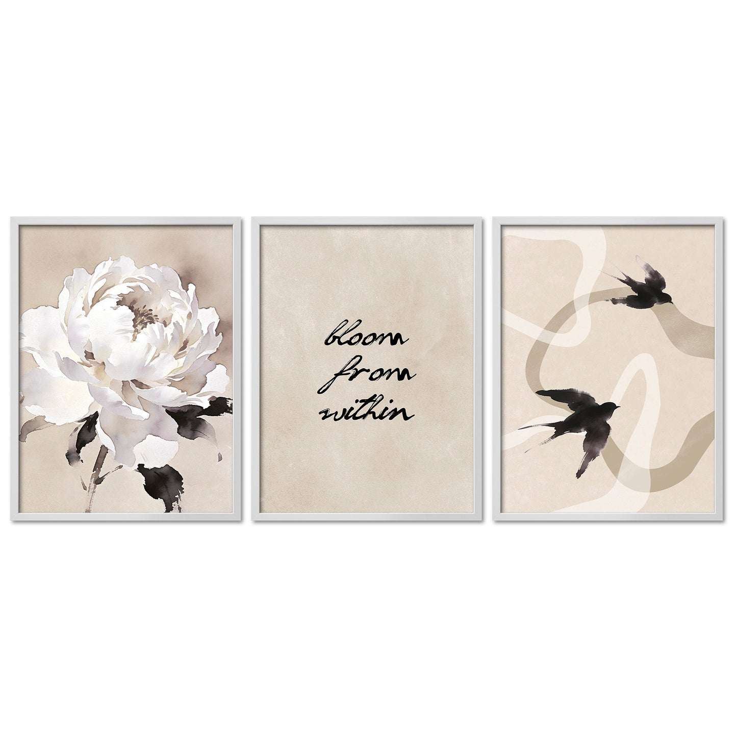 Poster Set Beige Black Elegance Trio I mehrteilige Bilderwand I Wandbilder Abstrakte-Kunst