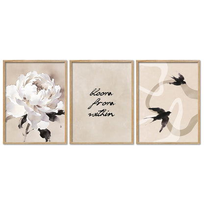 Poster Set Beige Black Elegance Trio I mehrteilige Bilderwand I Wandbilder Abstrakte-Kunst