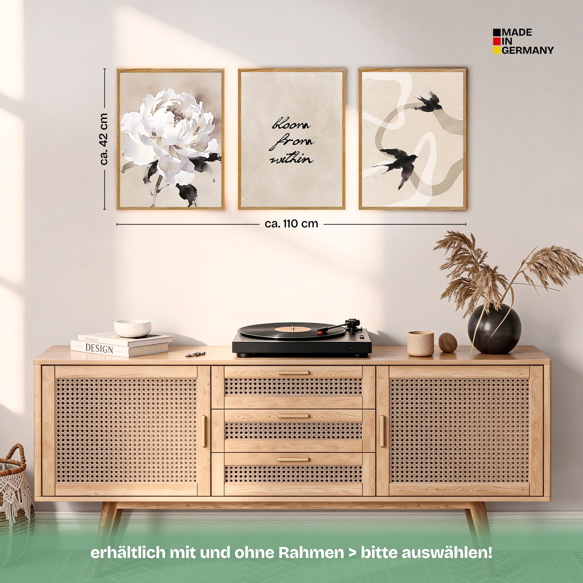 Poster Set Beige Black Elegance Trio Bilderwand Wandbilder Abstrakte-Kunst ARTFAVES