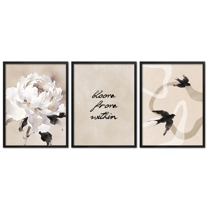 Poster Set Beige Black Elegance Trio Bilderwand Wandbilder Abstrakte-Kunst ARTFAVES