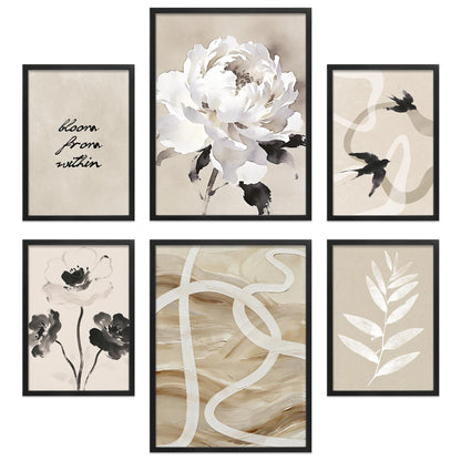 Poster Set Beige Black Elegance Bilderwand Wandbilder Abstrakt ARTFAVES