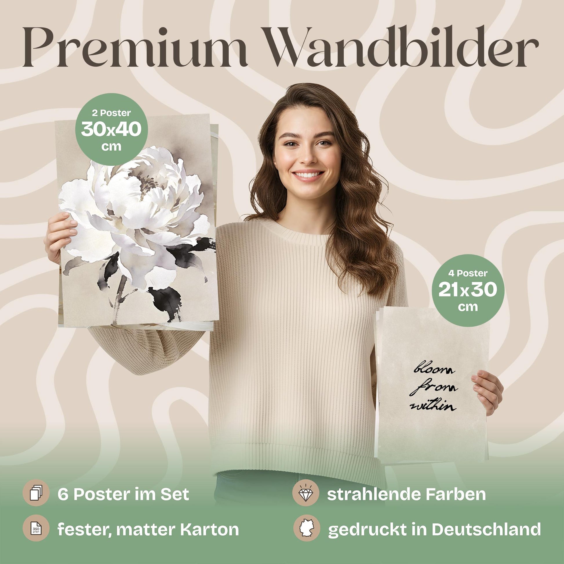Poster Set Beige Black Elegance Bilderwand Wandbilder Abstrakt ARTFAVES