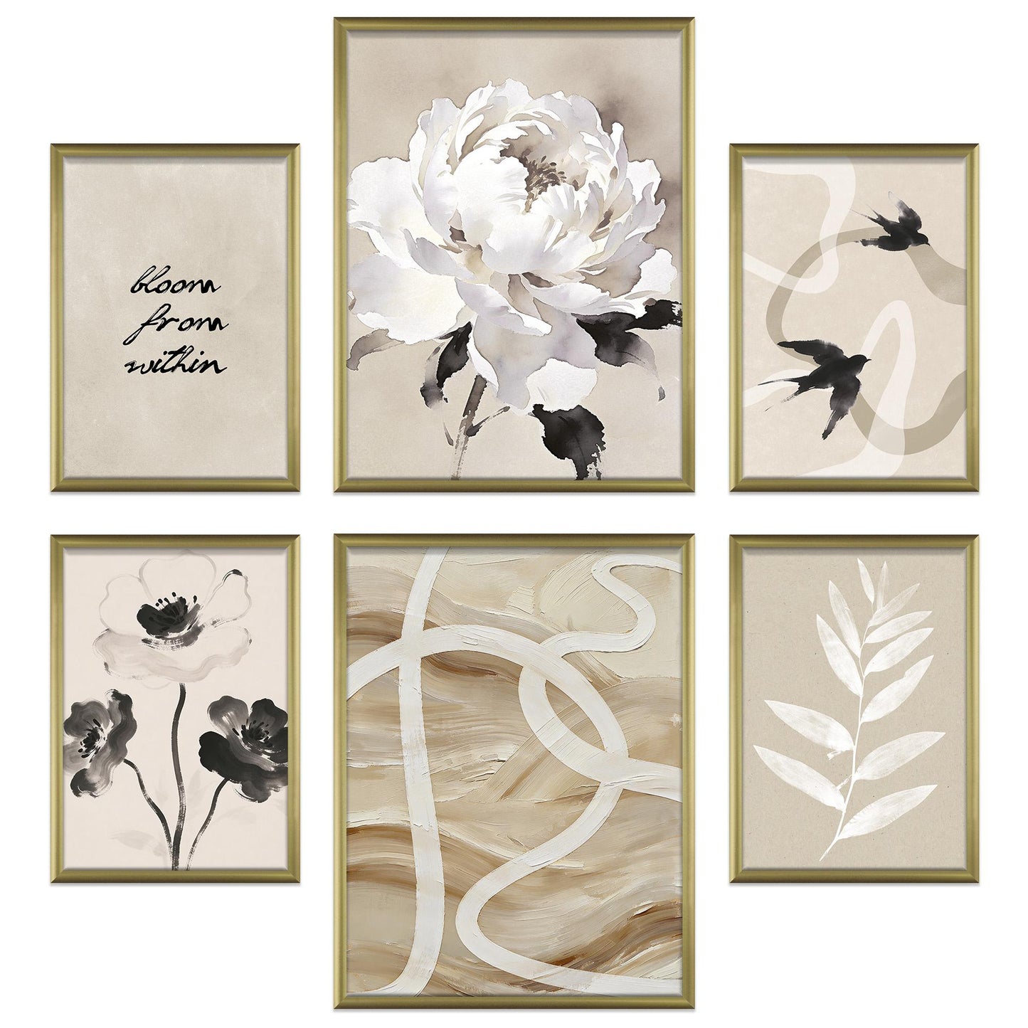 Poster Set Beige Black Elegance I mehrteilige Bilderwand I Wandbilder Abstrakt