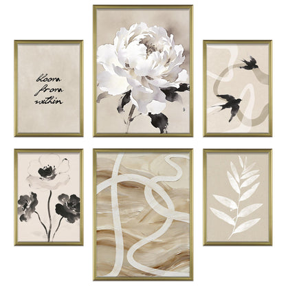Poster Set Beige Black Elegance I mehrteilige Bilderwand I Wandbilder Abstrakt