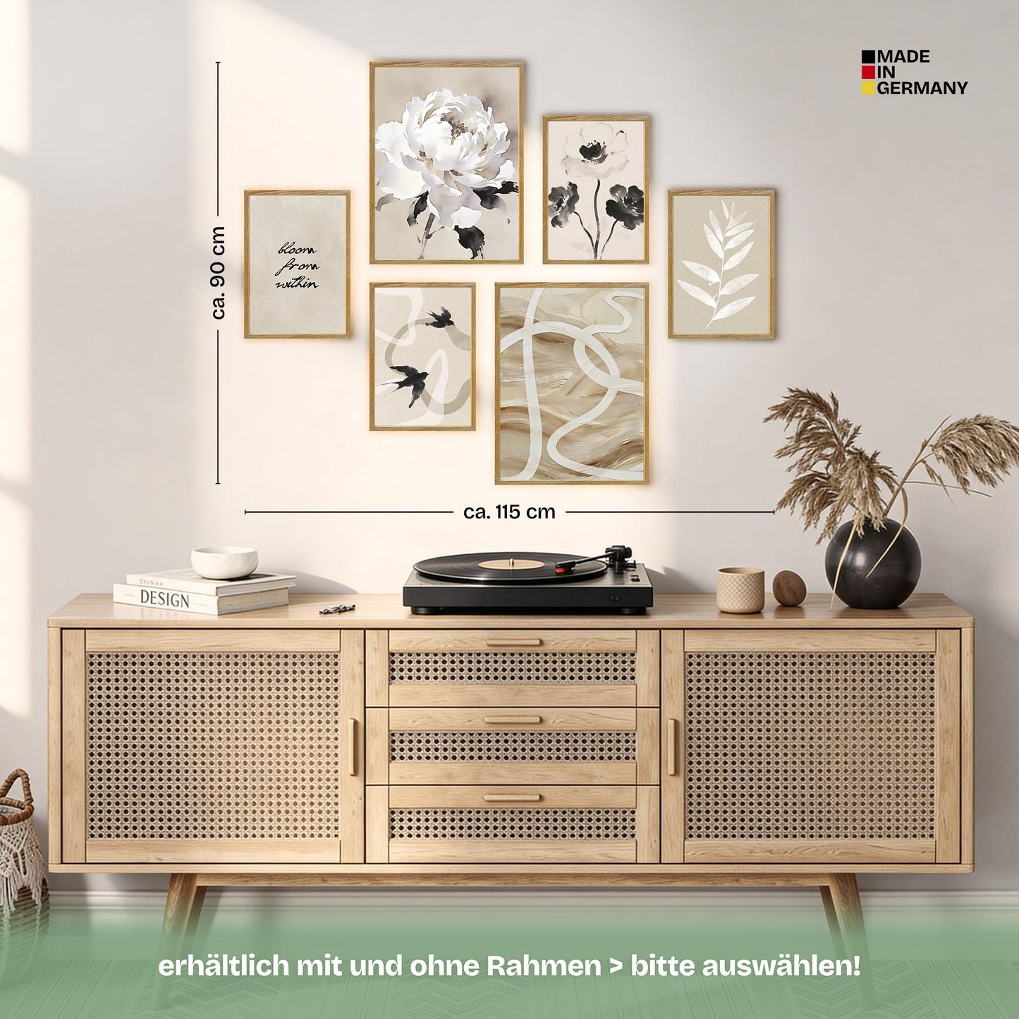 Poster Set Beige Black Elegance Bilderwand Wandbilder Abstrakt ARTFAVES