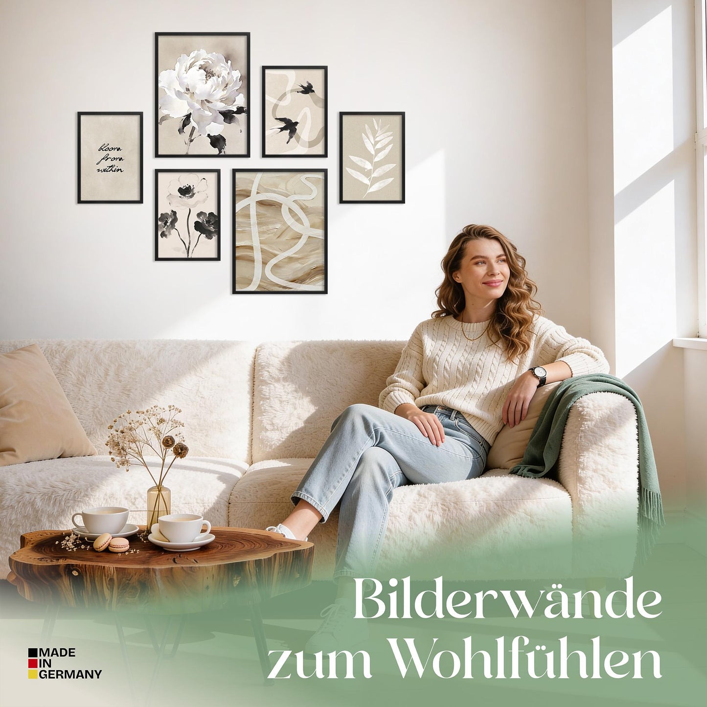 Poster Set Beige Black Elegance Bilderwand Wandbilder Abstrakt ARTFAVES