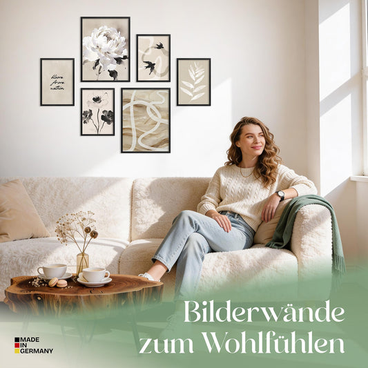 Poster Set Beige Black Elegance Bilderwand Wandbilder Abstrakt ARTFAVES