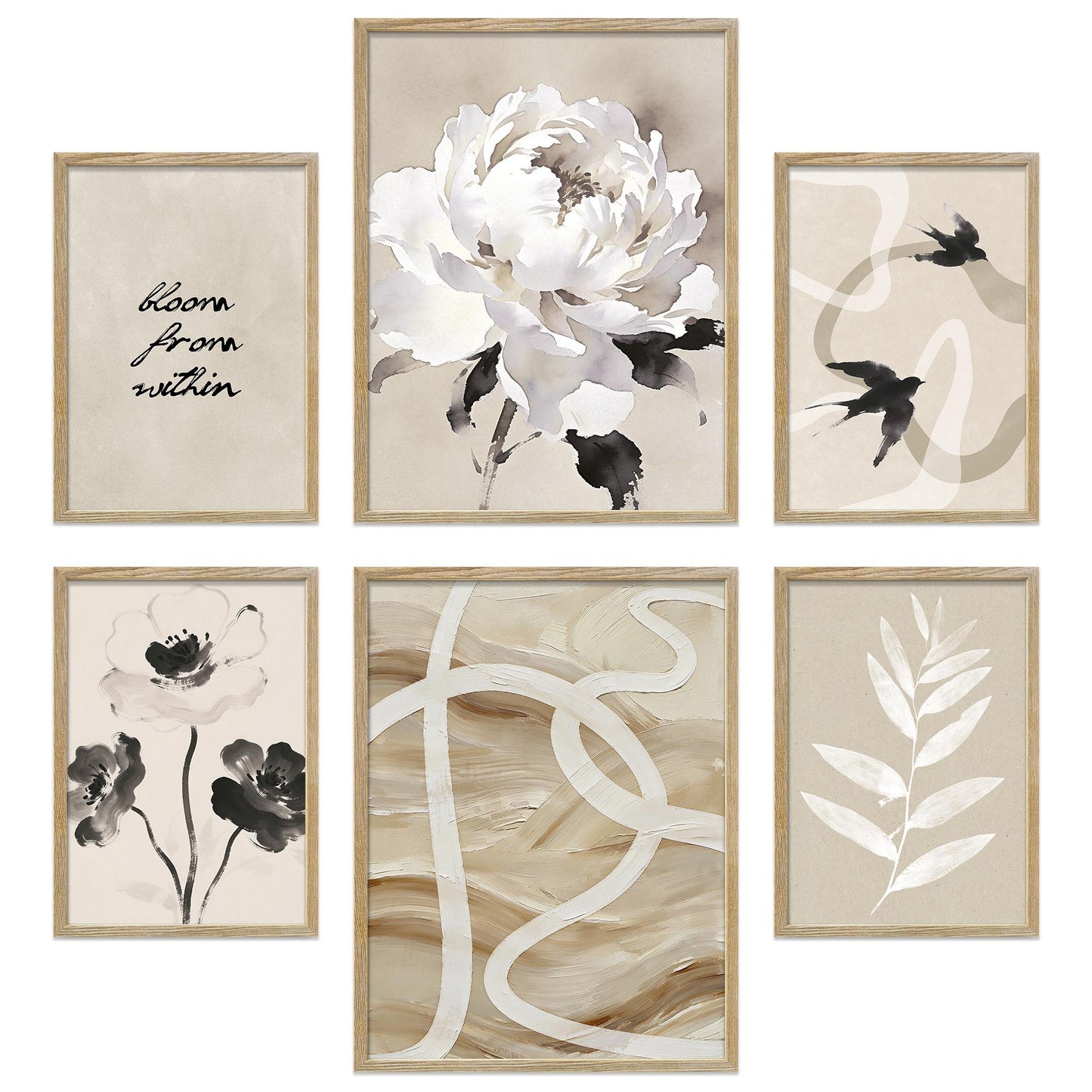 Poster Set Beige Black Elegance I mehrteilige Bilderwand I Wandbilder Abstrakt