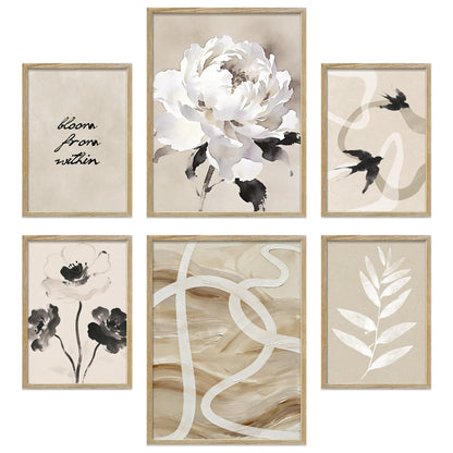 Poster Set Beige Black Elegance I mehrteilige Bilderwand I Wandbilder Abstrakt