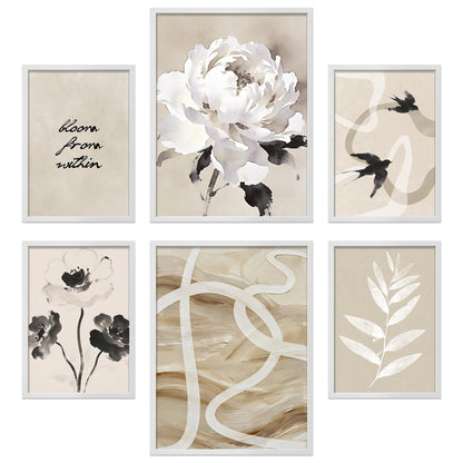 Poster Set Beige Black Elegance I mehrteilige Bilderwand I Wandbilder Abstrakt