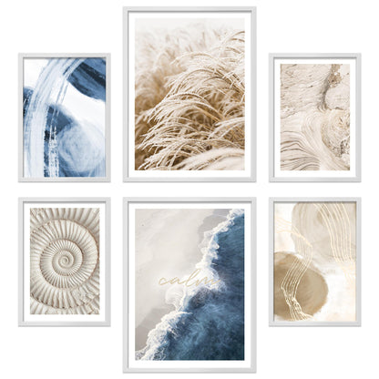 Poster Set Beige Blue Calmness I mehrteilige Bilderwand I Wandbilder Meer