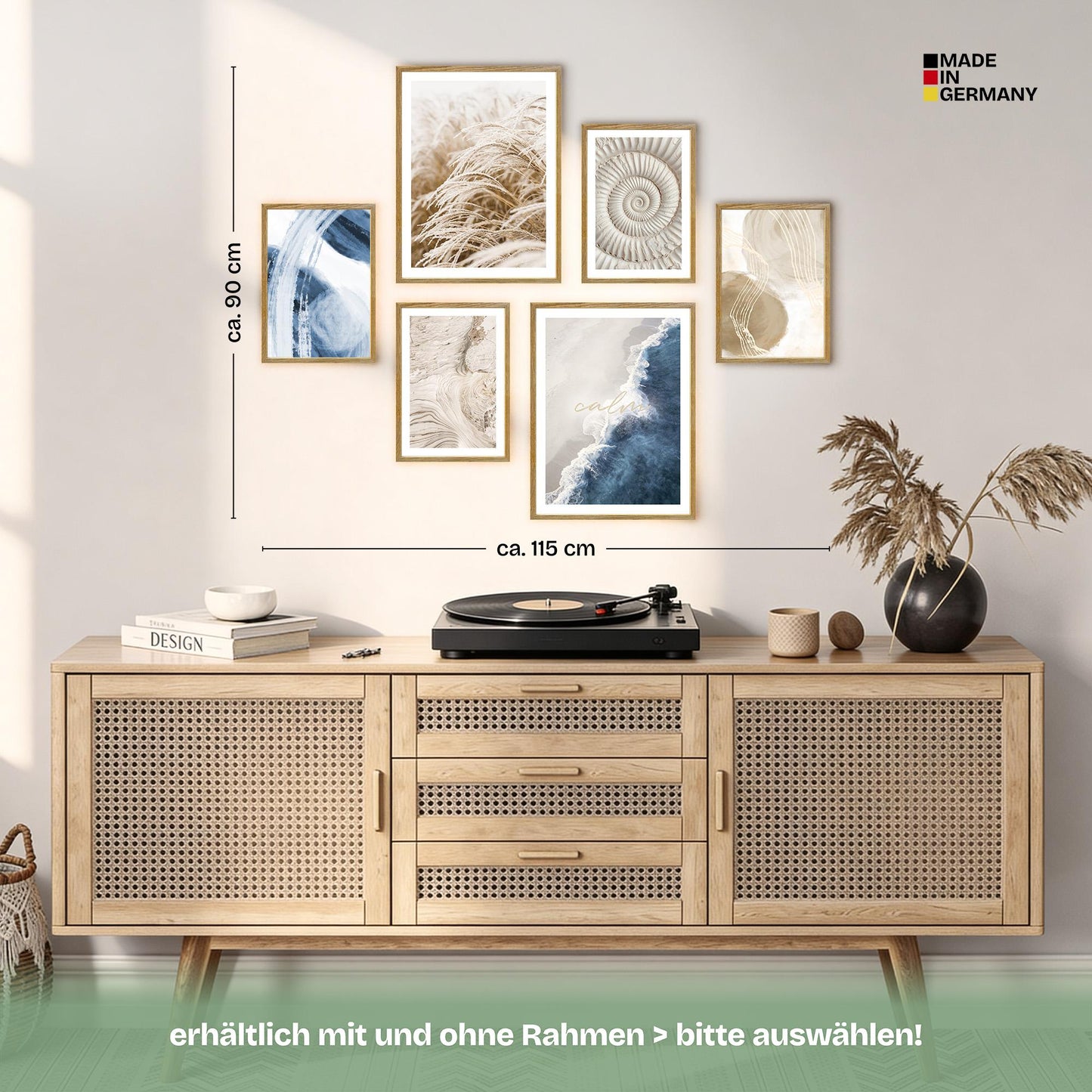 Poster Set Beige Blue Calmness Bilderwand Wandbilder Meer ARTFAVES