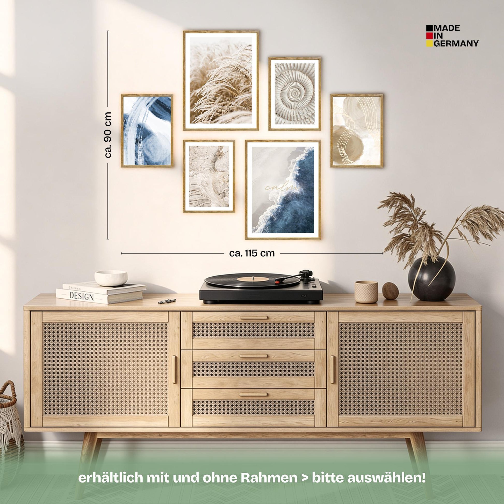 Poster Set Beige Blue Calmness Bilderwand Wandbilder Meer ARTFAVES