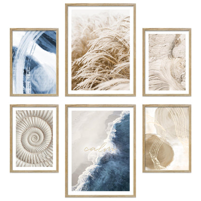 Poster Set Beige Blue Calmness I mehrteilige Bilderwand I Wandbilder Meer