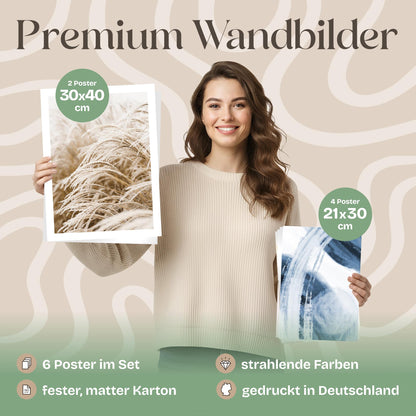 Poster Set Beige Blue Calmness Bilderwand Wandbilder Meer ARTFAVES
