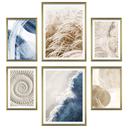 Poster Set Beige Blue Calmness I mehrteilige Bilderwand I Wandbilder Meer