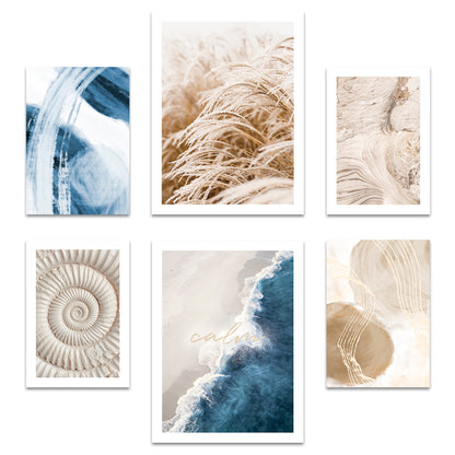 Poster Set Beige Blue Calmness I mehrteilige Bilderwand I Wandbilder Meer