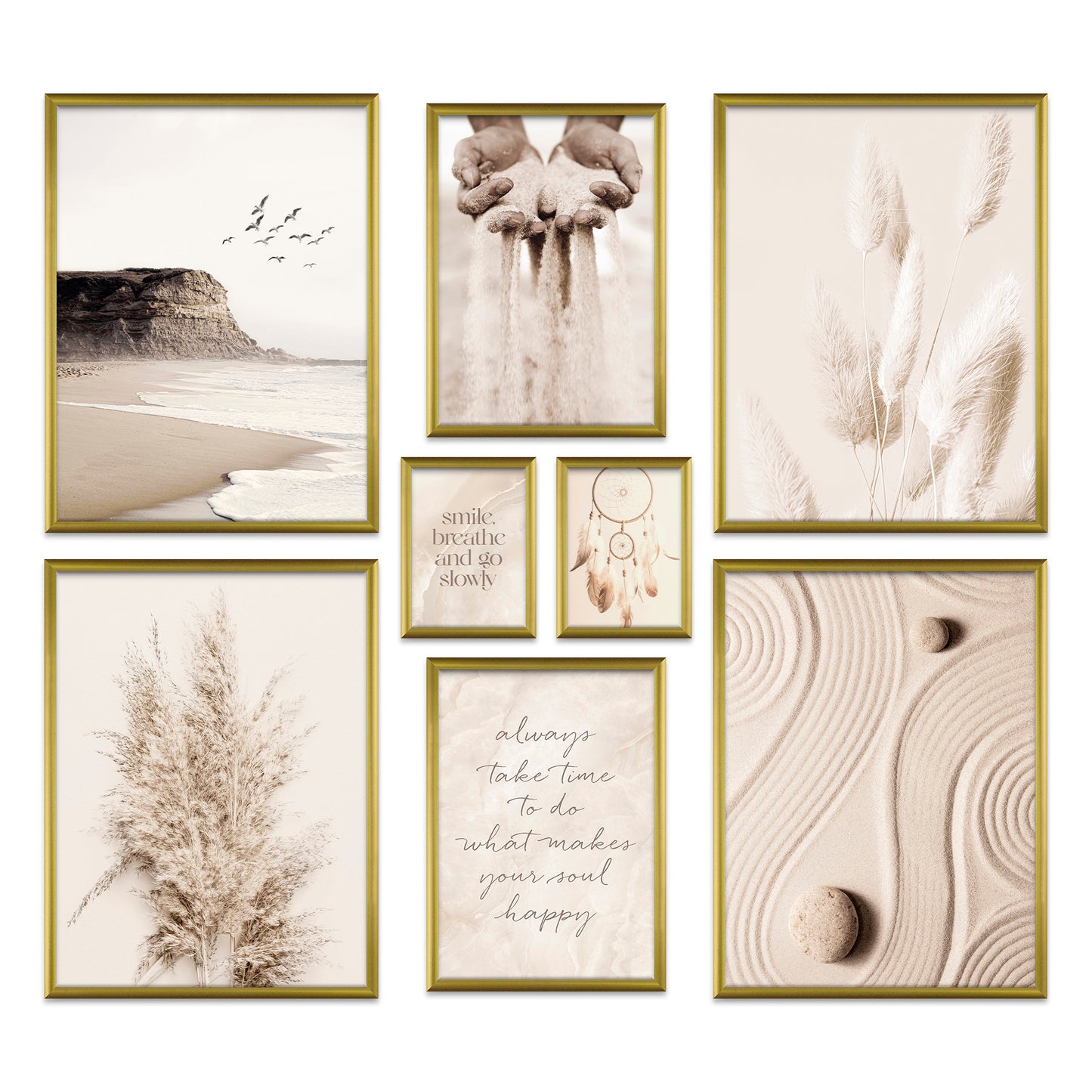 Poster Set - BEIGE DREAMS I Boho Decoration Wall Pictures Pampas Grass