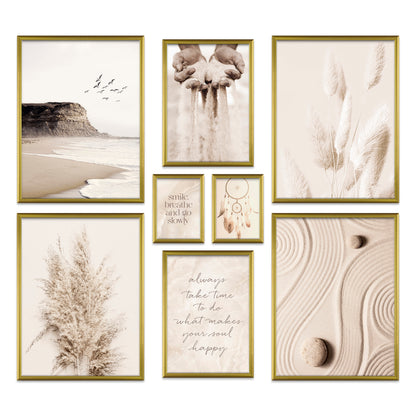 Poster Set - BEIGE DREAMS I Boho Decoration Wall Pictures Pampas Grass