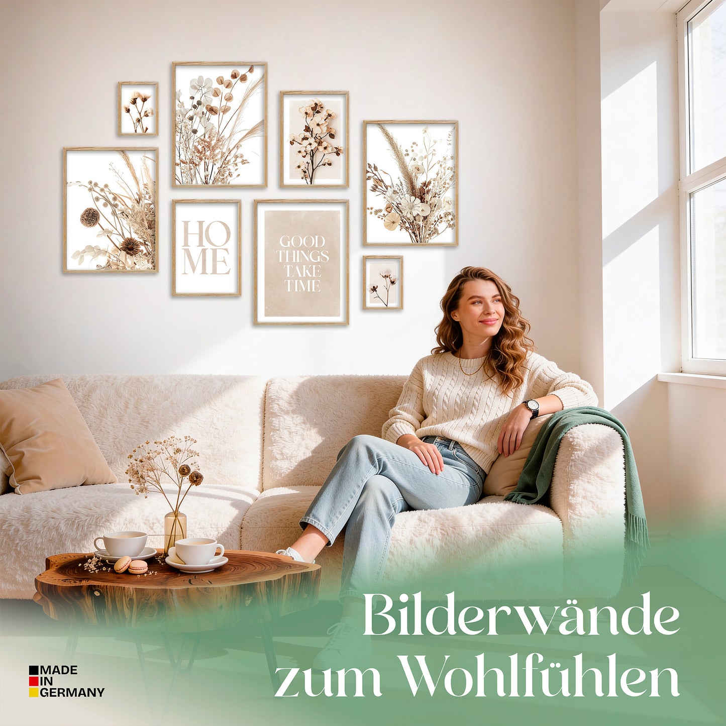 Poster Set Beige Dried Flowers Bilderwand Wandbilder Trockenblumen ARTFAVES