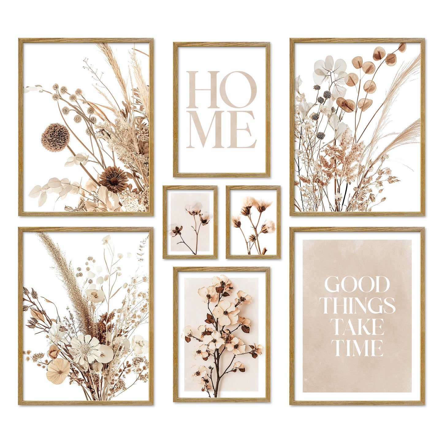 Poster Set Beige Dried Flowers Bilderwand Wandbilder Trockenblumen ARTFAVES