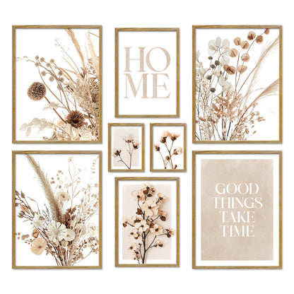 Poster Set Beige Dried Flowers Bilderwand Wandbilder Trockenblumen ARTFAVES