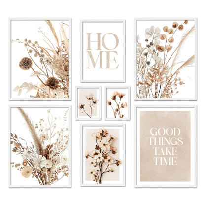 Poster Set Beige Dried Flowers I mehrteilige Bilderwand I Wandbilder Trockenblumen