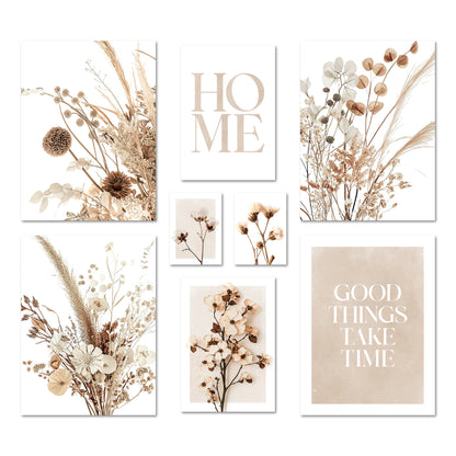 Poster Set Beige Dried Flowers I mehrteilige Bilderwand I Wandbilder Trockenblumen