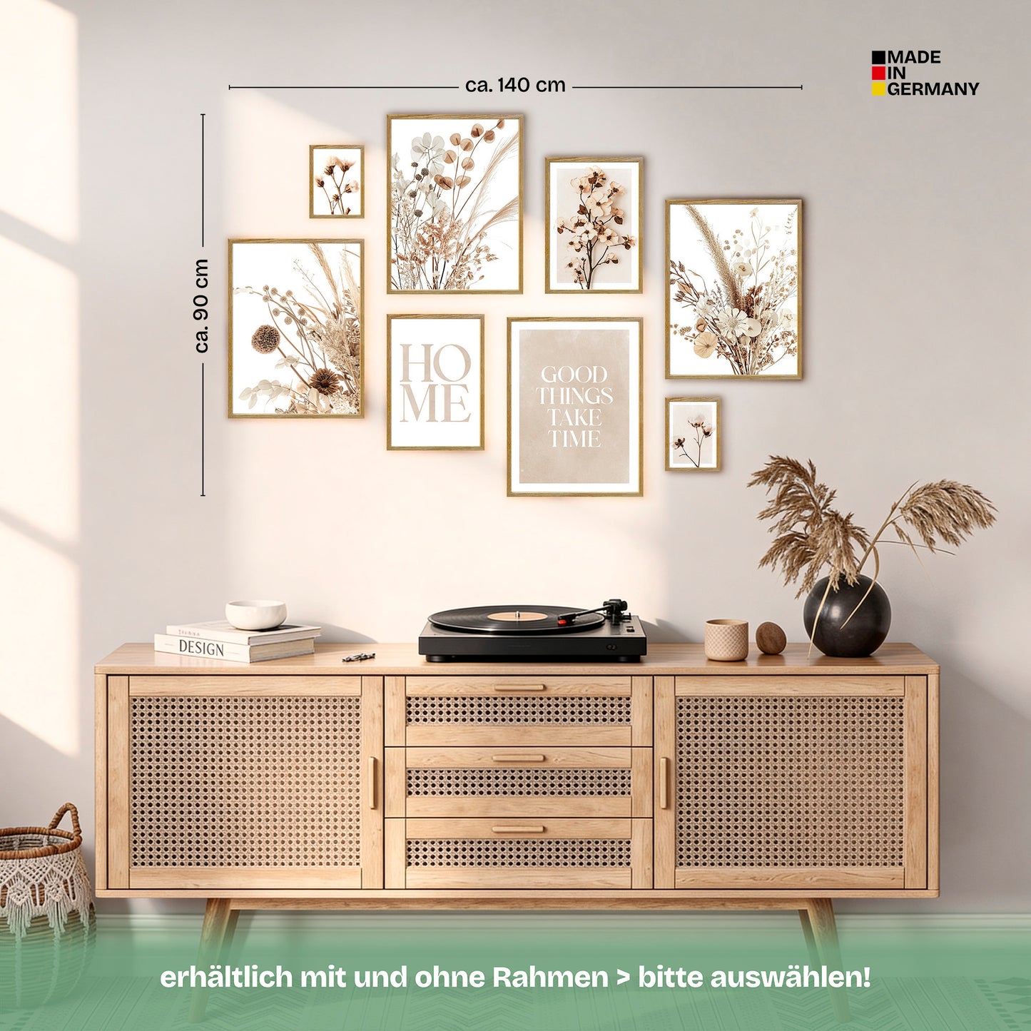 Poster Set Beige Dried Flowers Bilderwand Wandbilder Trockenblumen ARTFAVES