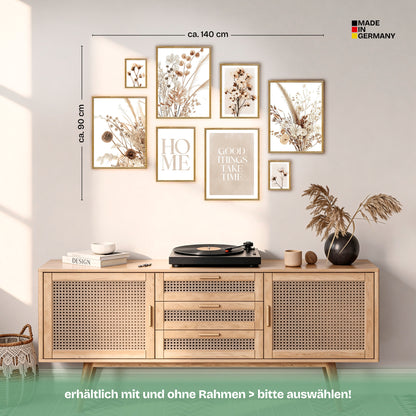 Poster Set Beige Dried Flowers Bilderwand Wandbilder Trockenblumen ARTFAVES