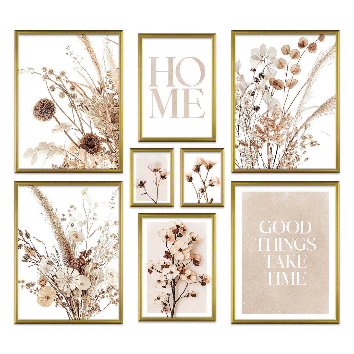 Poster Set Beige Dried Flowers I mehrteilige Bilderwand I Wandbilder Trockenblumen
